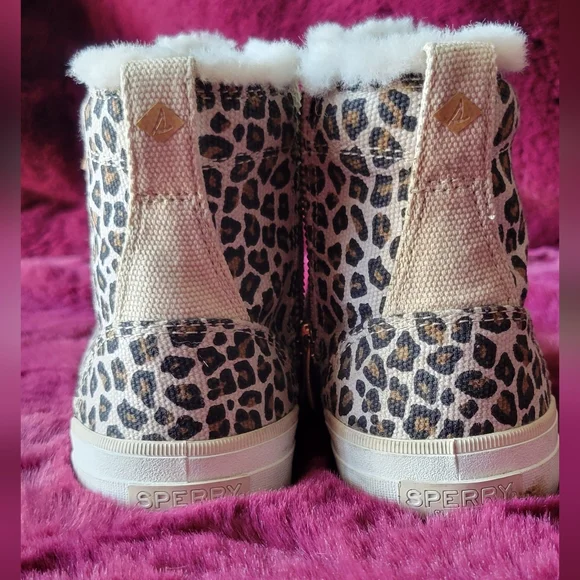 Sperry Leopard Print High-Top Sneakers with Faux Fur - Picture 2 of 4